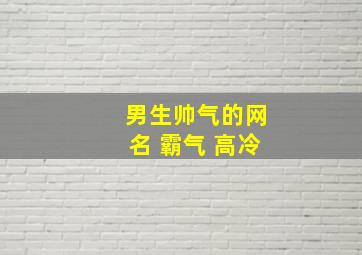 男生帅气的网名 霸气 高冷